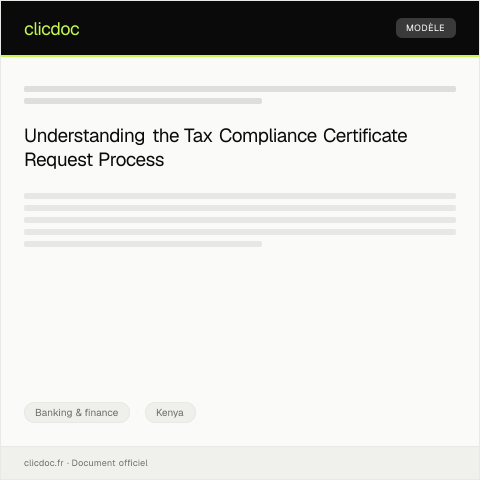 Document preview: Request for Tax Compliance Certificate (Form BK-TAXC030) — Banking & finance, Kenya