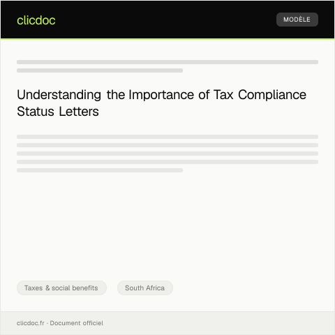 Document preview: Request for a Tax Compliance Status Letter — Taxes & social benefits, South Africa