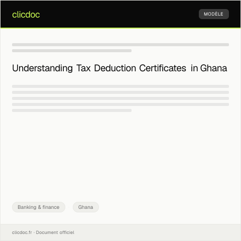 Document preview: Request for Tax Deduction Certificate — Banking & finance, Ghana