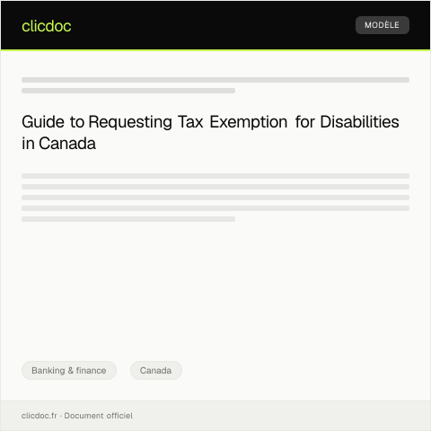 Document preview: Request for tax exemption due to disability - Demande d'exonération fiscale pour invalidité — Banking & finance, Canada
