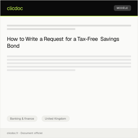 Document preview: Request for a Tax-Free Savings Bond — Banking & finance, United Kingdom