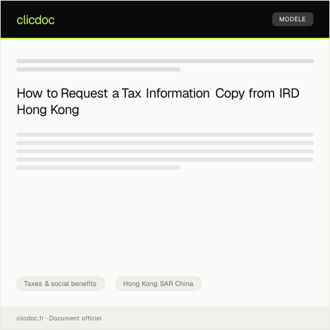 Document preview: Request for Tax Information Copy / 稅務資料副本請求 — Taxes & social benefits, Hong Kong SAR China