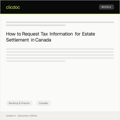 Document preview: Request for tax information for estate settlement - Demande d'informations fiscales pour la liquidation successorale — Banking & finance, Canada