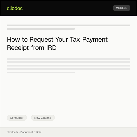 Document preview: Request for Tax Payment Receipt — Consumer, New Zealand