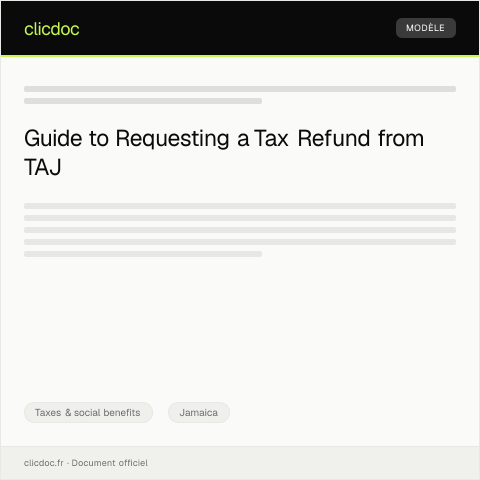 Document preview: Request a tax refund for overpayment through TAJ — Taxes & social benefits, Jamaica