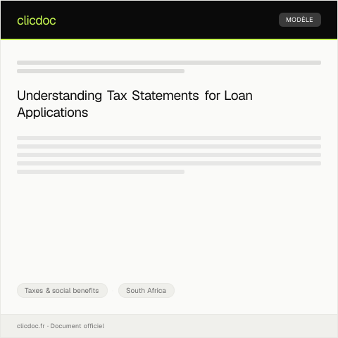 Document preview: Request for Tax Statement for Loan or Credit Applications — Taxes & social benefits, South Africa