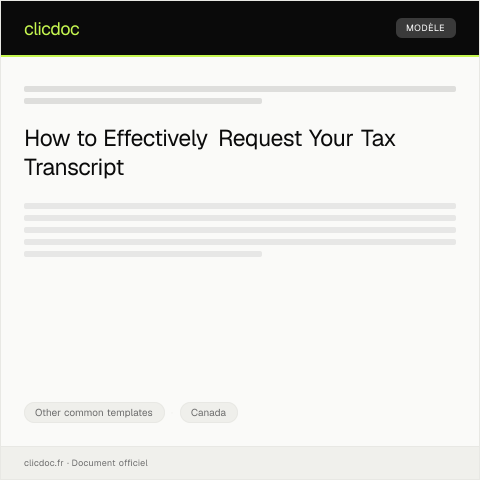 Document preview: Request for Tax Transcript / Demande de relevé d'impôt — Other common templates, Canada