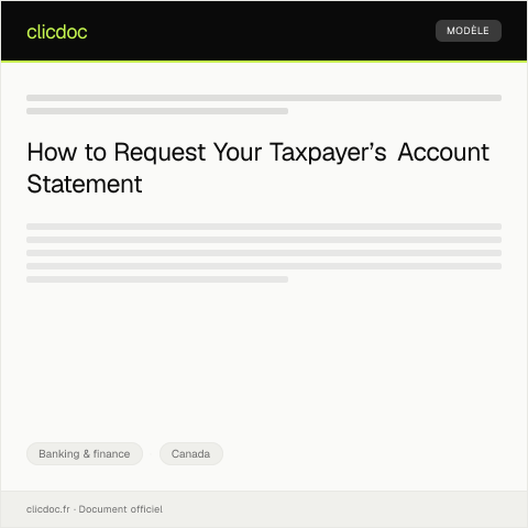 Document preview: Request for Taxpayer’s account statement - Demande de relevé de compte du contribuable — Banking & finance, Canada
