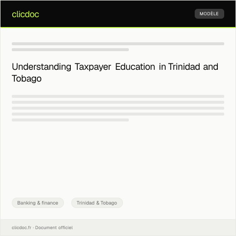 Document preview: Request for Taxpayer Education Materials — Banking & finance, Trinidad & Tobago