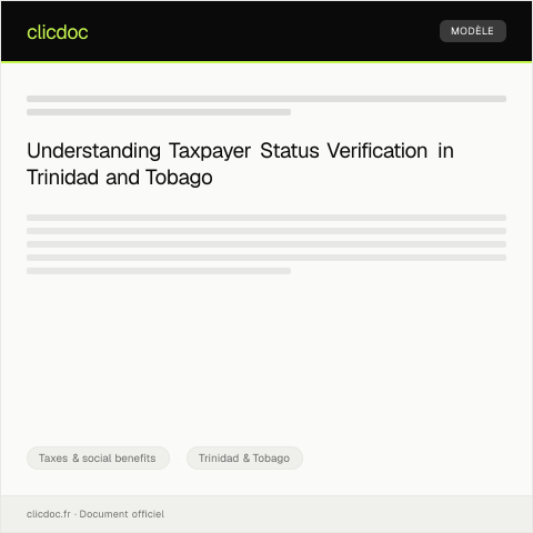 Document preview: Request for Taxpayer Status Verification — Taxes & social benefits, Trinidad & Tobago