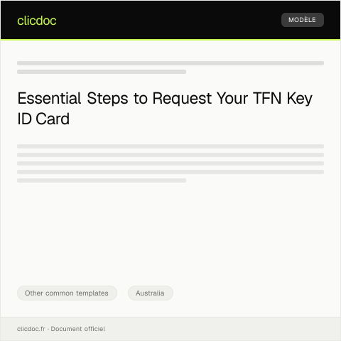 Document preview: Request for Tax File Number (TFN) Key ID Card — Other common templates, Australia