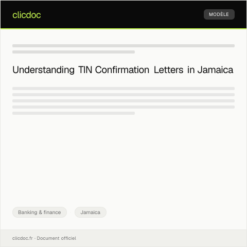 Document preview: Request for a Taxpayer Identification Number (TIN) Confirmation Letter — Banking & finance, Jamaica