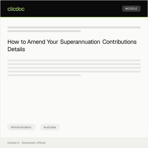 Document preview: Request to Amend Superannuation Contributions Details — Administration, Australia