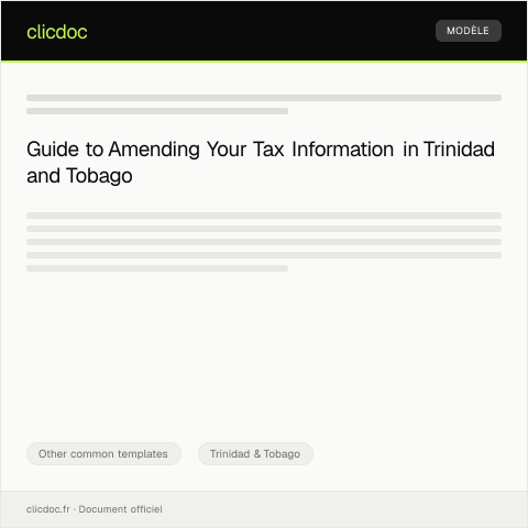 Document preview: Request to Amend Tax Information — Other common templates, Trinidad & Tobago