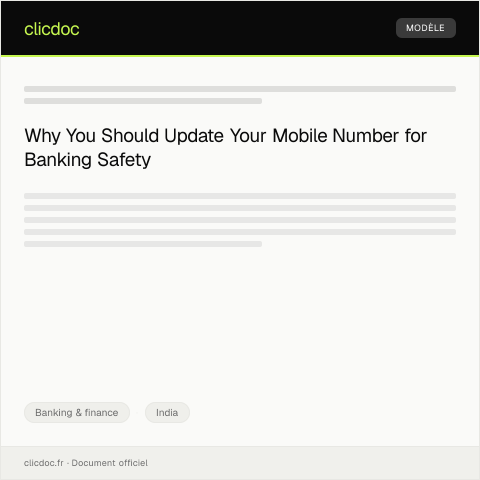 Document preview: Request for Change of Mobile Number in Bank — Banking & finance, India