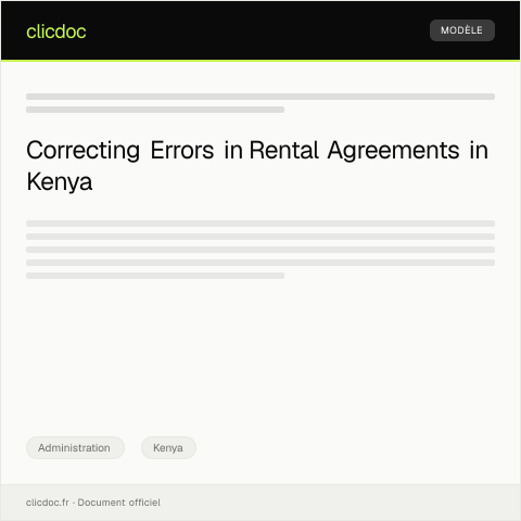 Document preview: Request to Correct Errors in Rental Agreement Documents — Administration, Kenya
