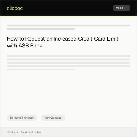 Document preview: Request to increase credit card limit with ASB Bank — Banking & finance, New Zealand