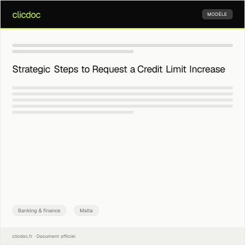 Document preview: Request to Increase Credit Limit — Banking & finance, Malta