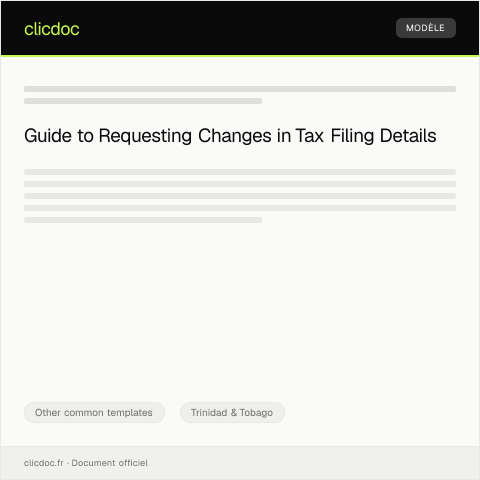 Document preview: Request to Modify Tax Filing Details — Other common templates, Trinidad & Tobago