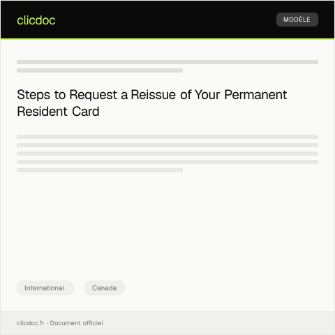 Document preview: Request to Reissue a Permanent Resident Card — International, Canada