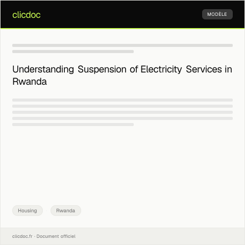 Document preview: Request to Suspend Electricity Services with REG — Housing, Rwanda