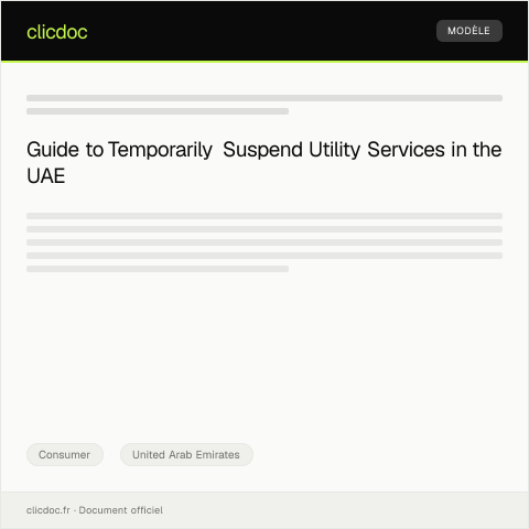 Document preview: Request to Suspend Utility Services Temporarily (طلب تعليق مؤقت لخدمة المرافق) — Consumer, United Arab Emirates