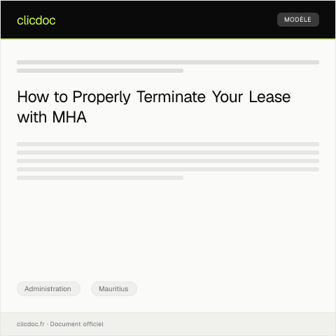 Document preview: Request for Termination of Residential Lease Agreement with Mauritius Housing Authority — Administration, Mauritius