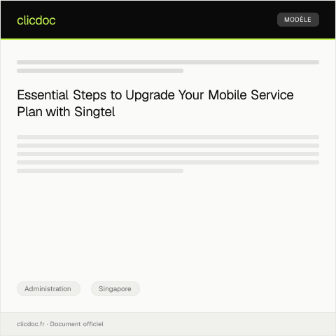 Document preview: Request to Upgrade Mobile Service Plan with Singtel — Administration, Singapore
