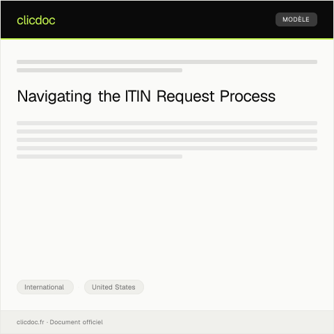 Document preview: Request for U.S. International Taxpayer Identification Number (ITIN) — International, United States