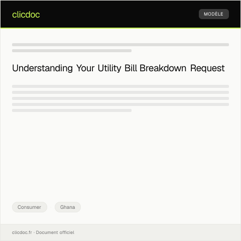 Document preview: Request for Utility Bill Breakdown and Statement — Consumer, Ghana