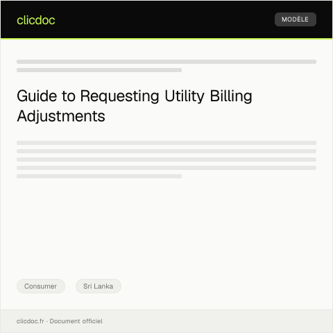 Document preview: Request for Utility Billing Adjustment — Consumer, Sri Lanka
