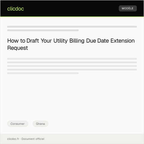 Document preview: Request for Utility Billing Due Date Extension — Consumer, Ghana