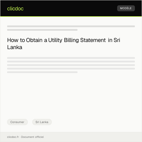 Document preview: Request for Utility Billing Statement — Consumer, Sri Lanka