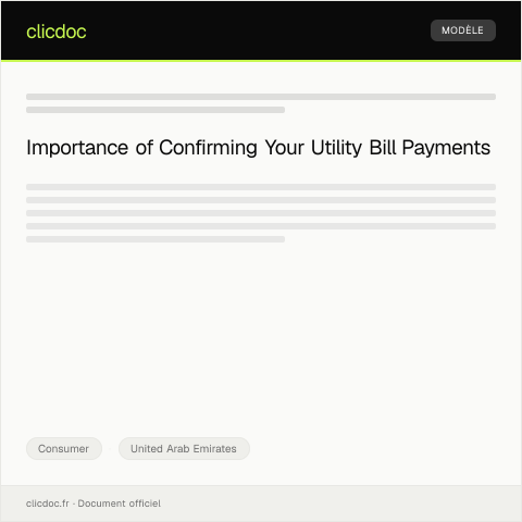 Document preview: Request for Electronic Utility Bill Payment Confirmation (طلب تأكيد دفع فاتورة المرافق الإلكترونية) — Consumer, United Arab Emirates