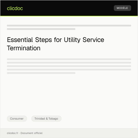 Document preview: Request for Utility Service Termination — Consumer, Trinidad & Tobago