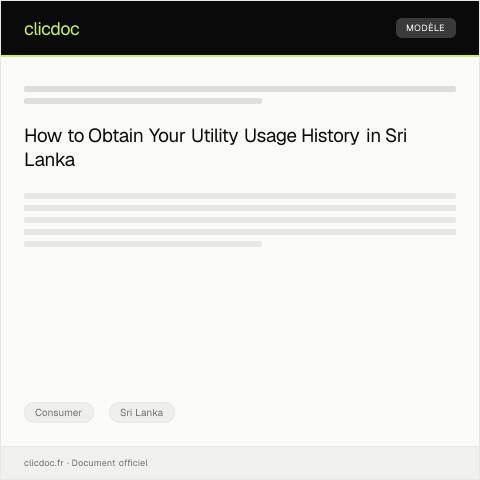 Document preview: Request for Utility Usage History — Consumer, Sri Lanka