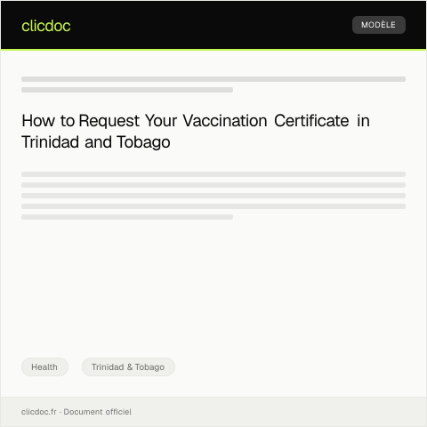 Document preview: Request for Vaccination Certificate — Health, Trinidad & Tobago