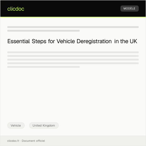 Document preview: Request for Vehicle Deregistration — Vehicle, United Kingdom