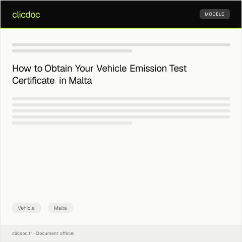 Document preview: Request for Vehicle Emission Test Certificate — Vehicle, Malta