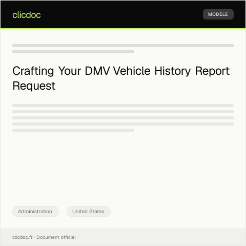 Document preview: Request for Vehicle History Report from DMV — Administration, United States