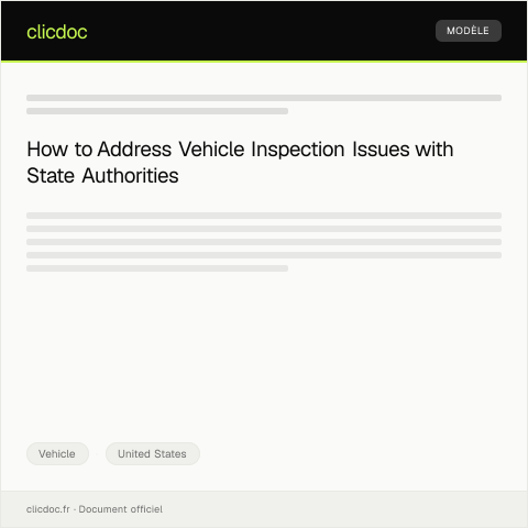 Document preview: Request for Assistance with Vehicle Inspection Issues — State Department of Transportation — Vehicle, United States