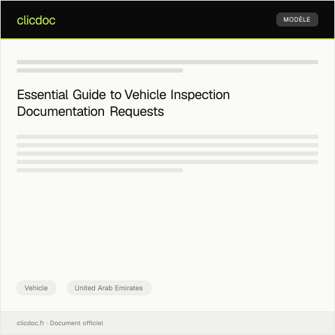 Document preview: Request for Vehicle Inspection Documentation (طلب وثائق فحص المركبة) — Vehicle, United Arab Emirates