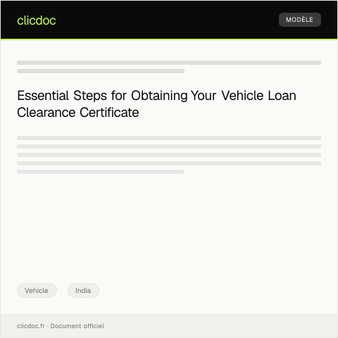 Document preview: Request for Vehicle Loan Clearance Certificate — Financial Institution — Vehicle, India