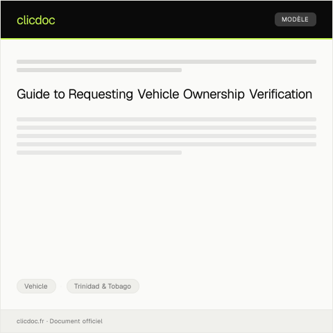 Document preview: Request for Vehicle Ownership Verification — Vehicle, Trinidad & Tobago