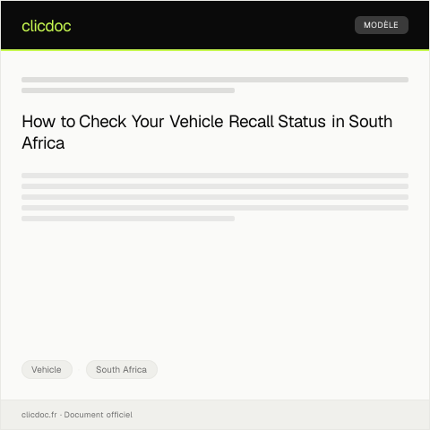 Document preview: Request for Vehicle Recall Status — Vehicle, South Africa