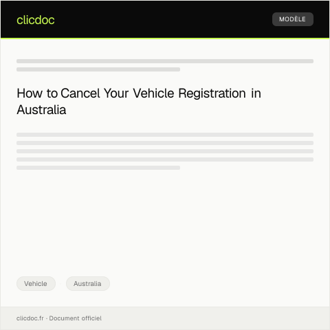 Document preview: Request for Vehicle Registration Cancellation — Vehicle, Australia