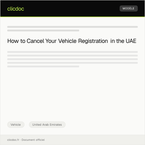 Document preview: Request for Vehicle Registration Cancellation (طلب إلغاء تسجيل المركبة) — Vehicle, United Arab Emirates