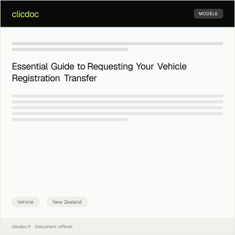Document preview: Request for Vehicle Registration Transfer Receipt — Vehicle, New Zealand