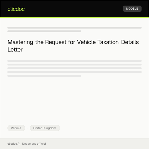 Document preview: Request for Vehicle Taxation Details — Vehicle, United Kingdom