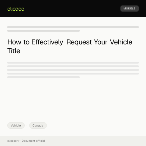 Document preview: Request for Vehicle Title / Demande de titre de véhicule — Vehicle, Canada